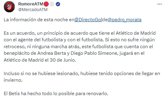 El movimiento de Atleti para asegurar a Guido Rodríguez en 2024 - X