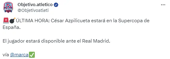 Azpilicueta hará parte de la nómina de viajeros para la Supercopa de España - X