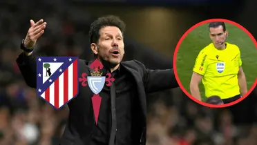 Diego Simeone y Martinez Munuera Foto: Marca, Captura de DAZN y Escudoteca