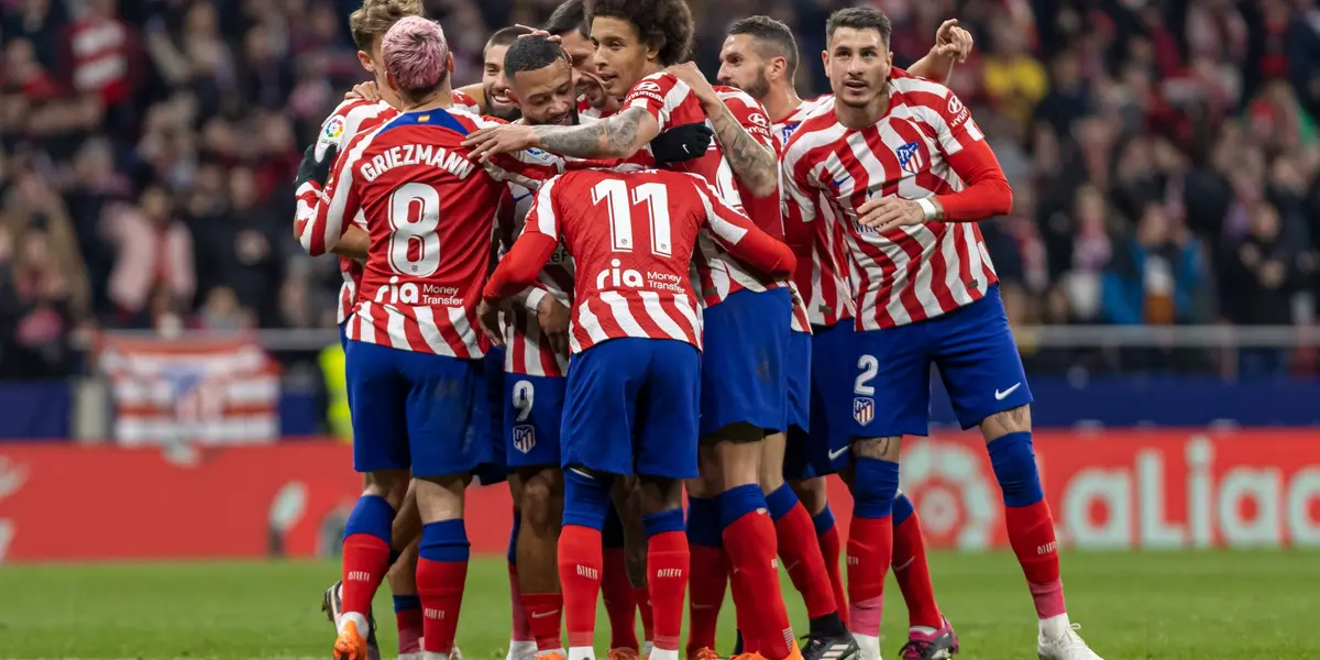 El Atlético de Madrid celebra un tanto. Imagen: Dazn.