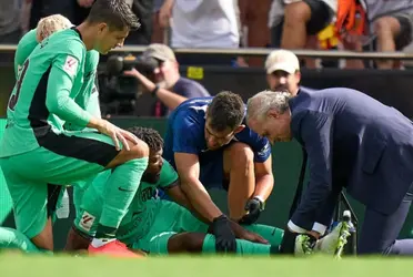 El francés tuvo que ser sustituido antes de finalizar la primera parte del duelo.