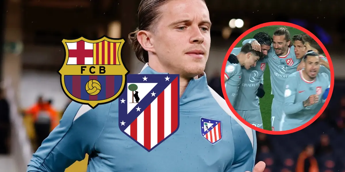 FC Barcelona vs Atlético de Madrid Foto: Atleti, Captura de ESPN y Escudoteca