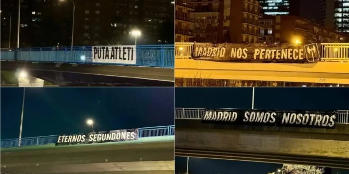 Los madridistas han llenado Madrid de pancartas en la previa del derbi madrileño