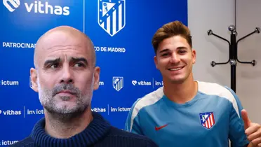 Pep Guardiola - Julián Álvarez (Foto: Atlético de Madrid)