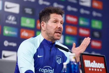 Simeone comparece en la rueda de prensa previa al derbi de la Supercopa. Imagen: Marca.