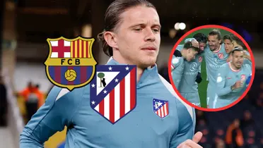 FC Barcelona vs Atlético de Madrid Foto: Atleti, Captura de ESPN y Escudoteca